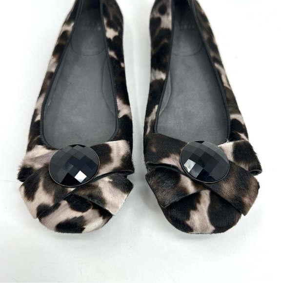 Stuart Weitzman Leather Leopard Animal Print Ballet Flat Bow - Picture 4 of 14